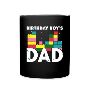 Le père d’un garçon d’anniversaire construit des blocs de construction - Mug uni - noir - Devant