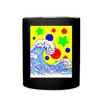 Clowncore Aesthetic Great Wave Off Kanagawa - Full Colour Mug - black - Front