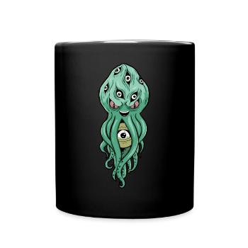Cryptidcore Aesthetic Octopus Weirdcore Eyeballs - Full Colour Mug - black - Front