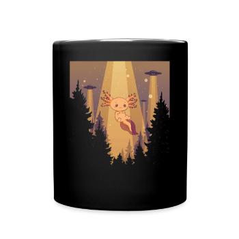Cryptidcore Aesthetic Kawaii Axolotl UFO - Tasse einfarbig - Schwarz - Vorne