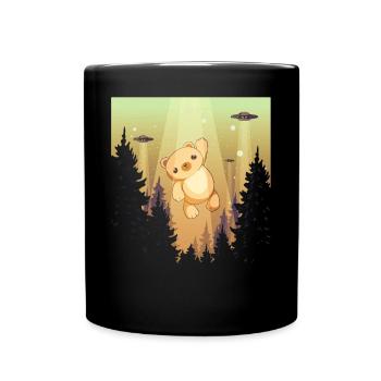 Cryptidcore Aesthetic Kawaii Bear UFO - Full Colour Mug - black - Front