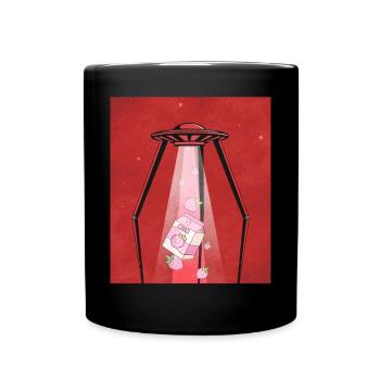 Cryptidcore Aesthetic Strawberry Milk UFO - Tasse einfarbig - Schwarz - Vorne