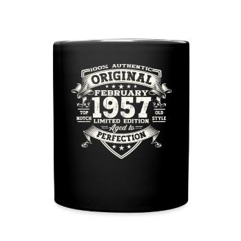 66e anniversaire Mann Original Février Né en 1957 - Mug uni - noir - Devant