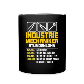 Industrial mechanic funny saying hourly wage - Full Colour Mug - black - Front