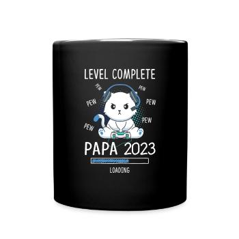 Level Complete PAPA 2023 Loading Gaming Cat - Tasse einfarbig - Schwarz - Vorne