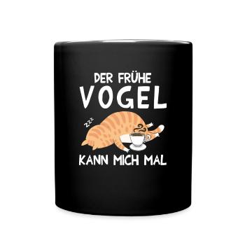 Le lève-tôt Can Me Cat - Mug uni - noir - Devant