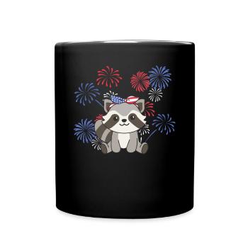 4 juillet American Raccoon for Kids USA - Mug uni - noir - Devant