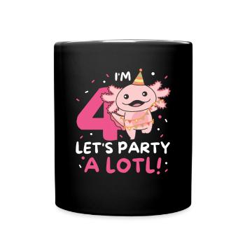 4. Geburtstag Axolotl vier Jahre alt süß Axolotls - Tasse einfarbig - Schwarz - Vorne