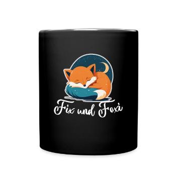 Fix und Foxi Fuchs Spruch Schlafshirt Kuscheln - Tasse einfarbig - Schwarz - Vorne