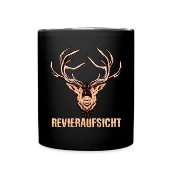 Revieraufsicht Jäger Jagd Förster Rotwild Geschenk - Tasse einfarbig - Schwarz - Vorne