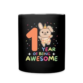 Rabbit for the 1st birthday for children one year old - Full Colour Mug - black - Front
