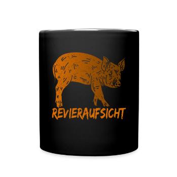 Revieraufsicht Jäger Jagd Förster Wildschwein - Tasse einfarbig - Schwarz - Vorne