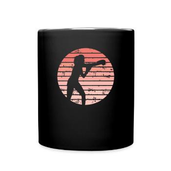 Boxen Mädchen Sonnenuntergang - Tasse einfarbig - Schwarz - Vorne