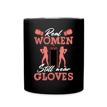 Echte Frauen Tragen Immer Handschuhe - Tasse einfarbig - Schwarz - Vorne