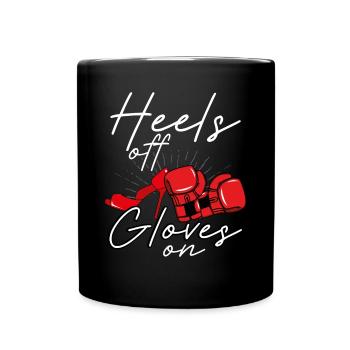 Schuhe aus und Handschuhe an - Tasse einfarbig - Schwarz - Vorne
