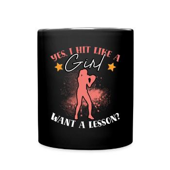 Ich Schlage Wie Ein Mädchen - Tasse einfarbig - Schwarz - Vorne
