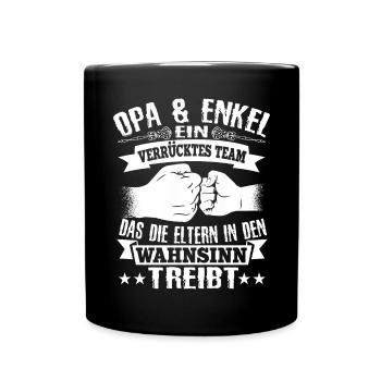 Stolzer Opa und Enkel Partnerlook Spruch Geschenk - Tasse einfarbig - Schwarz - Vorne