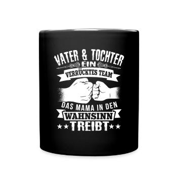 Vater und Tochter Partnerlook Papa Vatertag - Tasse einfarbig - Schwarz - Vorne