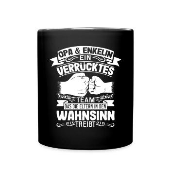 Opa und Enkelin Partnerlook Spruch Geschenk - Tasse einfarbig - Schwarz - Vorne