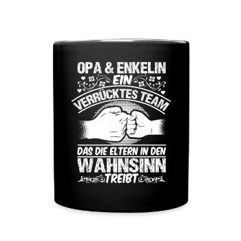 Enkelin & Opa Spruch Geschenk Lustiges - Tasse einfarbig - Schwarz - Vorne