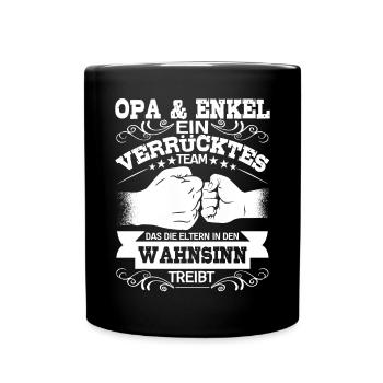 Stolzer Opa und Enkel Partnerlook Spruch Geschenk - Tasse einfarbig - Schwarz - Vorne