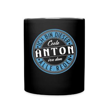 Anton Geschenkidee Geschenk Geburtstag - Tasse einfarbig - Schwarz - Vorne
