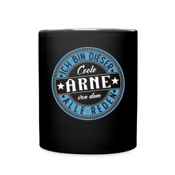 Arne Geschenkidee Geschenk Geburtstag - Tasse einfarbig - Schwarz - Vorne