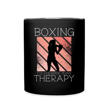 Boxen Ist Billiger Als Therapie - Tasse einfarbig - Schwarz - Vorne