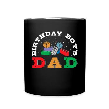 Le père d’un garçon d’anniversaire construit des blocs de construction - Mug uni - noir - Devant