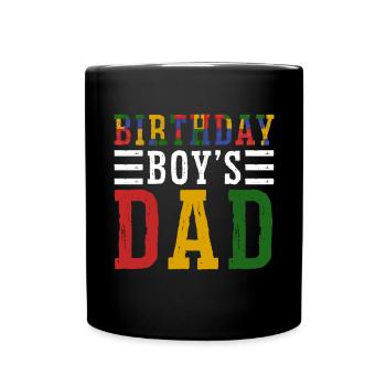 Father of birthday boy builds building blocks - Full Colour Mug - black - Front