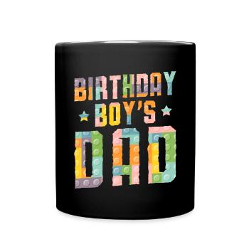 Father of birthday boy builds building blocks - Full Colour Mug - black - Front