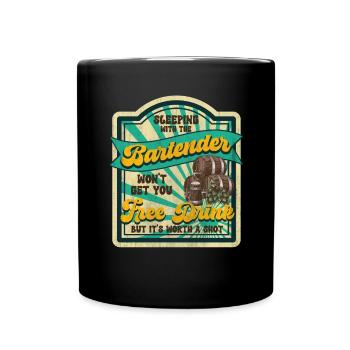 Dormir avec un barman Barman Drôle de barman - Mug uni - noir - Devant