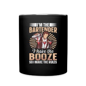 I Have The Booze So I Make The Rules Barkeeper - Full Colour Mug - black - Front