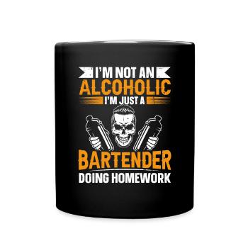 Juste un barman faisant ses devoirs Barman drôle - Mug uni - noir - Devant