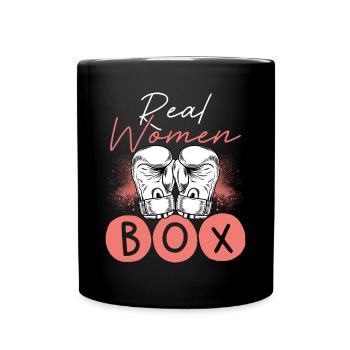 Boxen Für Echte Frauen - Tasse einfarbig - Schwarz - Vorne