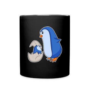 Penguin Family - Penguin with Baby - Penguin Motif - Full Colour Mug - black - Front