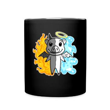Pig - Angel and Devil - Full Colour Mug - black - Front