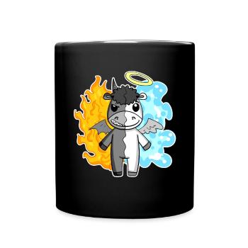 Kuh - Engel und Teufel - Tasse einfarbig - Schwarz - Vorne