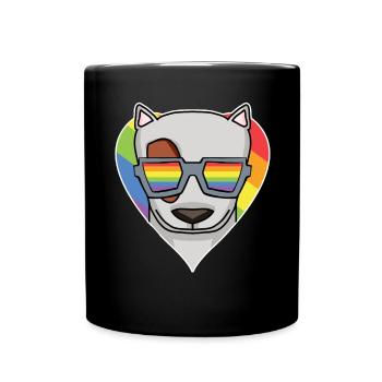 Rainbow - Dog with glasses - Bull terrier - Full Colour Mug - black - Front