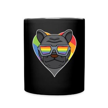 Rainbow - Dog French Bulldog - Full Colour Mug - black - Front