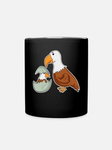 Adler Familie - Adler mit Baby - Adler Motiv - Tasse einfarbig - Schwarz