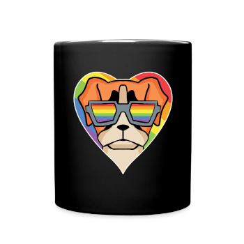 Rainbow - Dog with glasses - German Boxer - Full Colour Mug - black - Front