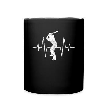 Baseball Herzschlag - Tasse einfarbig - Schwarz - Vorne