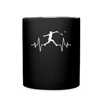 Badminton Herzschlag - Tasse einfarbig - Schwarz - Vorne