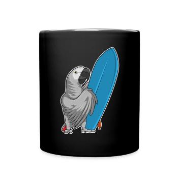 Parrot Surfing Surfboard Summer - Full Colour Mug - black - Front