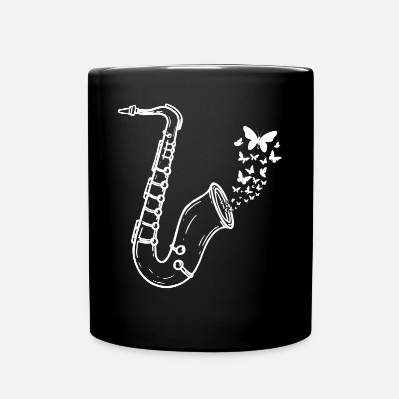 Saxophone with Butterflies Saxophonist Saxophone I - Tasse einfarbig - Schwarz