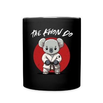 Niedlicher Taekwondo Koala - Lustiger TKD - Tasse einfarbig - Schwarz - Vorne