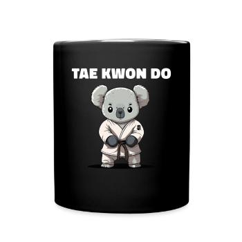 Taekwondo Koala Kid Kämpfer - Tasse einfarbig - Schwarz - Vorne