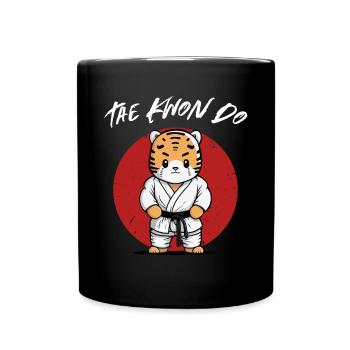 Niedlicher Taekwondo Tiger - Lustige TKD - Tasse einfarbig - Schwarz - Vorne