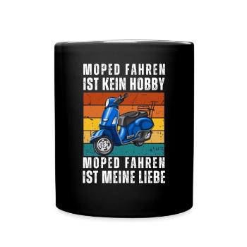 Mofa Moped fahren Lustiges Geschenk Retro Moped - Tasse einfarbig - Schwarz - Vorne